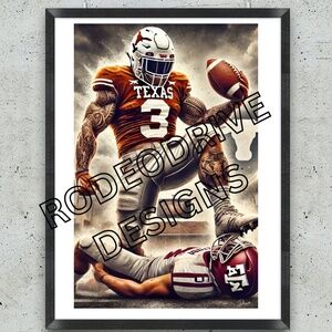 TEXAS LONGHORNS FOOTBALL MASCOT 11X17 POSTER TEXAS STAMPEDE BAD ASS